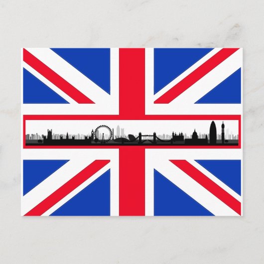 Carte postale Union Jack Flag London Skyline (Devant)