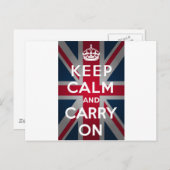 Carte Postale Union Jack Reste Calme Et Continue (Devant / Derrière)