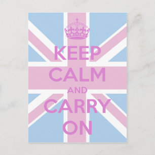 Carte Postale Union Jack rose et bleue