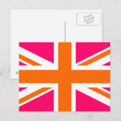 Carte Postale Union Jack rose et orange (Devant / Derrière)