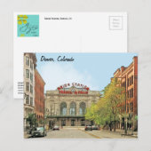 Carte Postale Union Station, Denver, CO, Voyage En Train (Devant / Derrière)