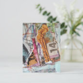 Carte Postale unique abstract mixed media collage Time 14 (Debout devant)