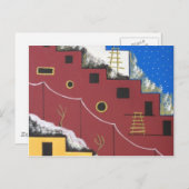 Carte Postale Unique Adobe Southwest Desert Folk Art (Devant / Derrière)