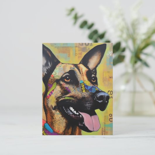 Carte postale unique allemande Shepherd Chien Coll (Debout devant)