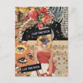 Carte Postale Unique Eat the Rich Mixed Media Collage (Devant)