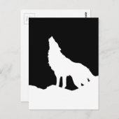 Carte Postale Unique Noir & Blanc Pop Art Wolf Silhouette (Devant / Derrière)