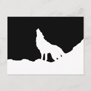 Carte Postale Unique Noir & Blanc Pop Art Wolf Silhouette