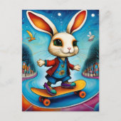 Carte Postale Unique Rabbit Skateboarding (Devant)