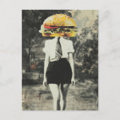 Carte Postale Unique Surreal Cheeseburger Femme Mixte Média (Devant)