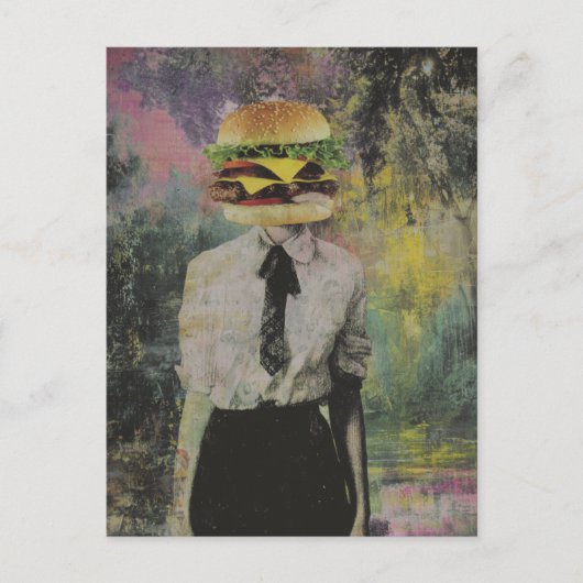 Carte Postale Unique Surreal Cheeseburger Femme Mixte Média (Devant)