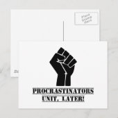 Carte Postale Unité Procrastinateurs, Plus Tard ! Drôle (Devant / Derrière)
