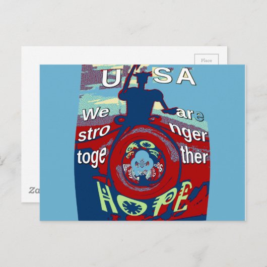 Carte Postale United in Hope : Stronger Together - USA Art Print (Devant / Derrière)