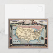 Carte Postale United States Map Ship the Skyway via Air Express (Devant / Derrière)
