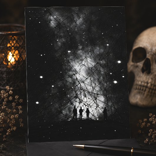 Carte Postale Univers étoilé silhouette art toile cosmique