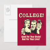 Carte Postale Université : Bon pour le mauvais de cerveau pour (Devant / Derrière)