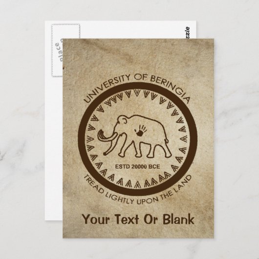 Carte Postale Université de Beringia Mammoth (Devant / Derrière)