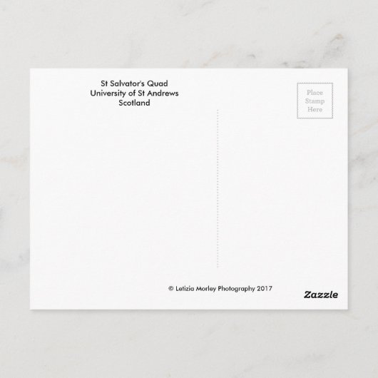 Carte Postale Université St Andrews St Salvator's Quad Card (Dos)
