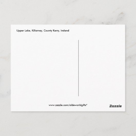 Carte Postale Upper Lake, Killarney, comté de Kerry (Dos)