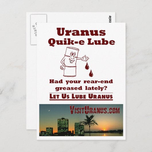 Carte Postale Uranus Quik-e Lube (Devant / Derrière)