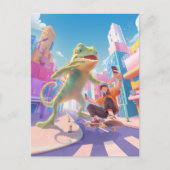 Carte Postale Urban Glide : Skateur Caméléon Géant Selfie (Devant)