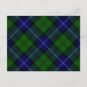 Carte Postale Urquhart tartan bleu vert plaid