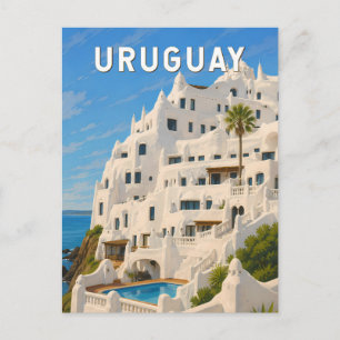Carte Postale Uruguay Casapueblo Illustration Voyage Art Rétro