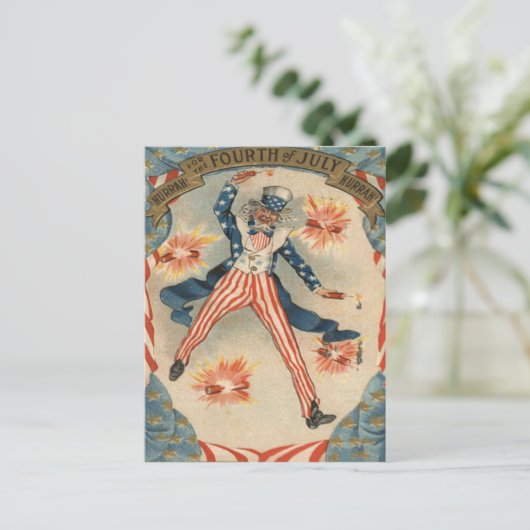 Carte Postale US Drapeau Uncle Sam Fireworks Firecracker (Debout devant)