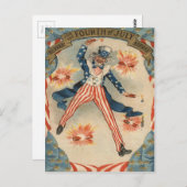 Carte Postale US Drapeau Uncle Sam Fireworks Firecracker (Devant / Derrière)