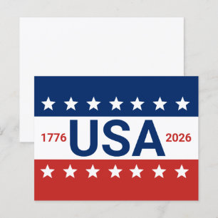Carte Postale USA 1776 2026 250e anniversaire Rouge Blanc Bleu