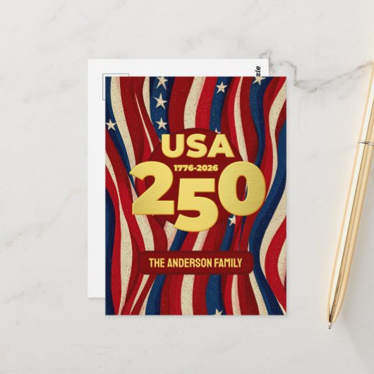 Carte Postale USA 250 Years Custom Patriotic (Devant/Arrière en situation)