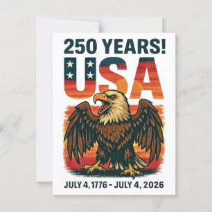 Carte Postale USA 250 Years - Patriotic Bald Eagle 4 juillet 202
