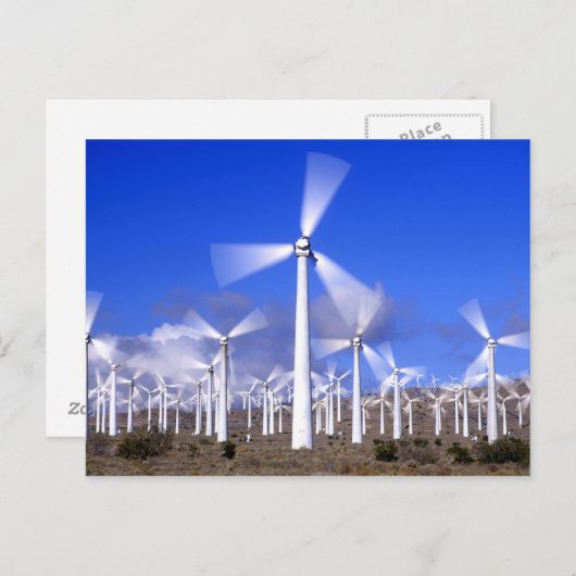 Carte Postale USA, Californie, Mojave. Vue d'une éolienne (Devant / Derrière)