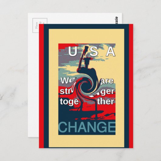 Carte Postale USA Change : Un design uni plus fort (Devant / Derrière)
