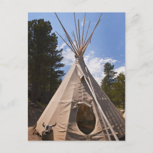 Carte Postale USA, Dakota du Sud, teepee indienne traditionnelle