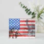Carte Postale USA Drapeau Lady Liberty et soldats (Debout devant)