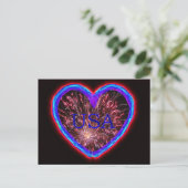 Carte Postale USA Electric Heart Fireworks Design (Debout devant)