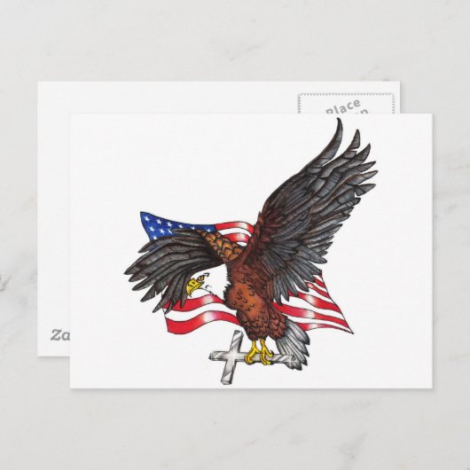 Carte Postale USA En Dieu nous faisons confiance à Eagle (Devant / Derrière)
