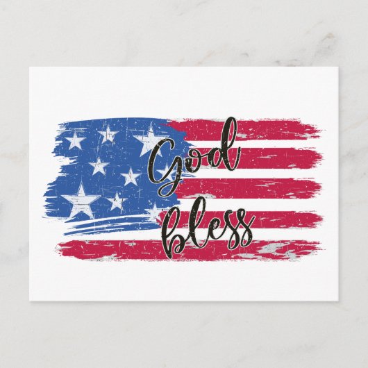 Carte Postale USA Flag God Bless America Patriotic  (Devant)