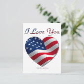 Carte Postale USA Flag Heart Je t'aime (Debout devant)