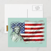 CARTE POSTALE USA FLAG & LIBERTY (Devant / Derrière)