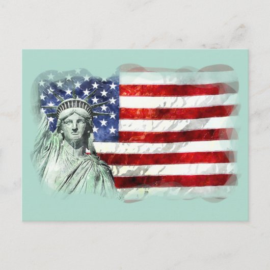 CARTE POSTALE USA FLAG & LIBERTY (Devant)