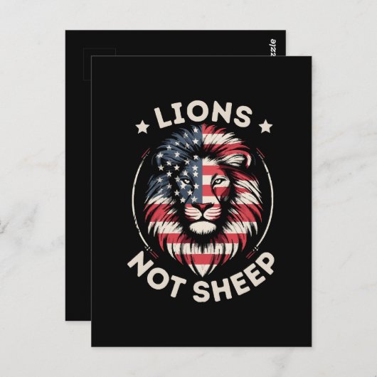 CARTE POSTALE USA FLAG, LIONS NON SHEEP (Devant / Derrière)