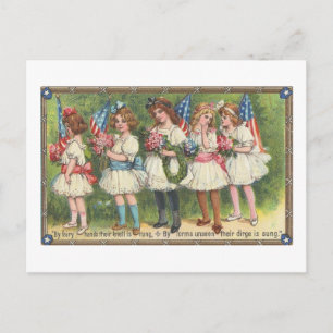 Carte Postale USA Girls with Flags Vintage Americana