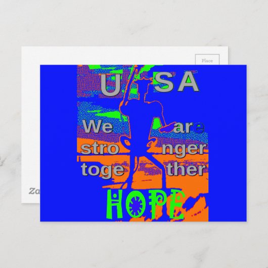 Carte Postale USA Hillary Hope Nous Sommes Forts Ensemble (Devant / Derrière)