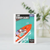 Carte Postale USA Lake Winnipesaukee Poster vintage restauré (Debout devant)