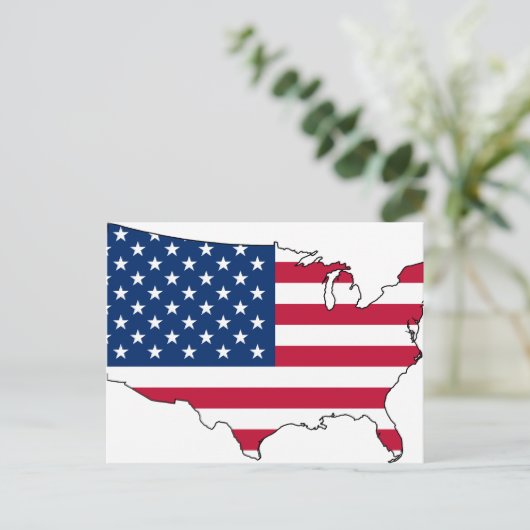 Carte Postale Usa Map, drapeau des États-Unis (Debout devant)