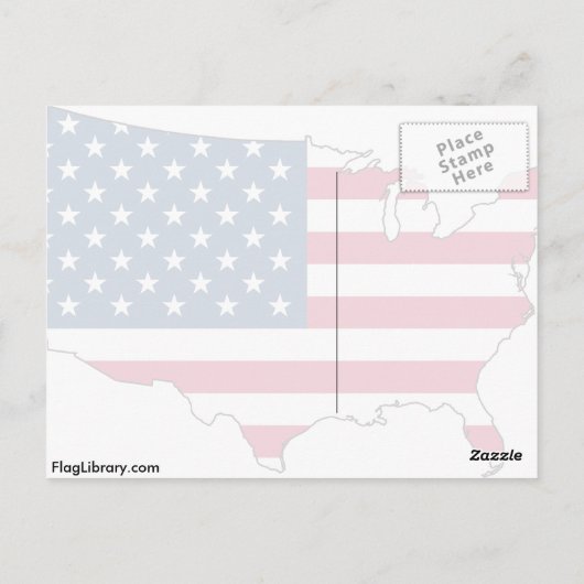 Carte Postale Usa Map, drapeau des États-Unis (Dos)