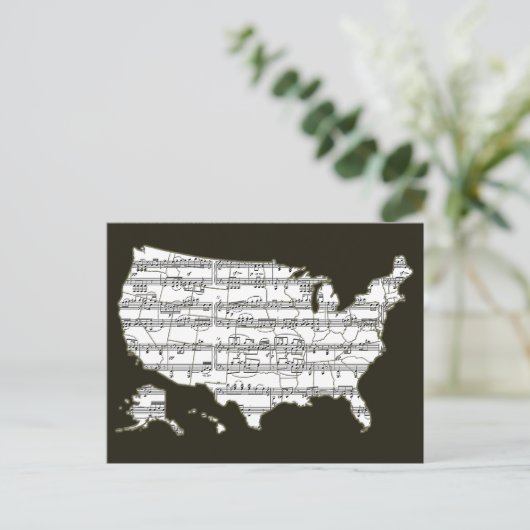 Carte Postale USA Map & Musical Notes (Debout devant)