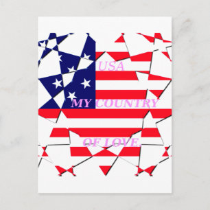 Carte Postale USA Star Spangled Love My Country of Love