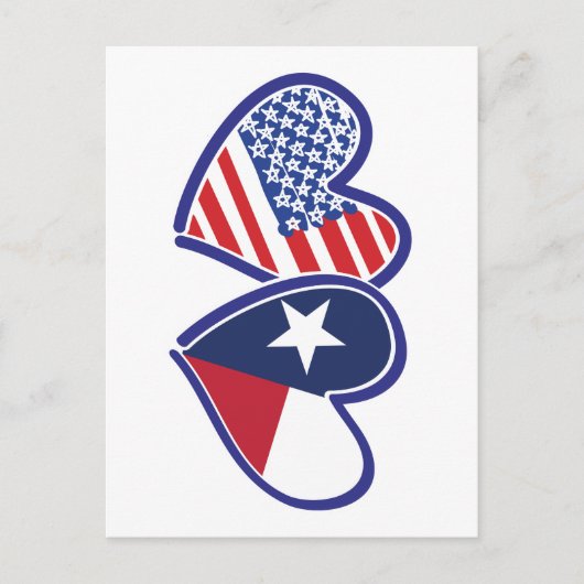 Carte Postale USA-Texas-Drapeau-Cœur (Devant)